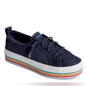 Sperry Women's Crest Vibe Platform Navy Sneaker size 8 memory foam
